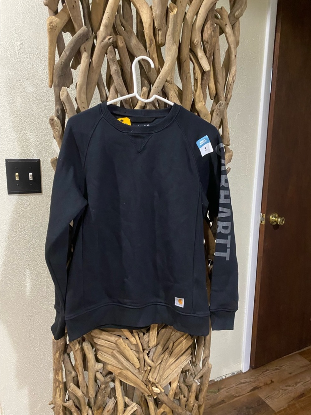 Carhartt Men’s Black Crewneck Sweatshirt with Sleeve Logo